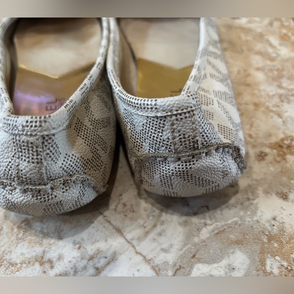 Michael Kors White MK Logo Ballet Flats with Gold Emblem Accent - Picture 5 of 6